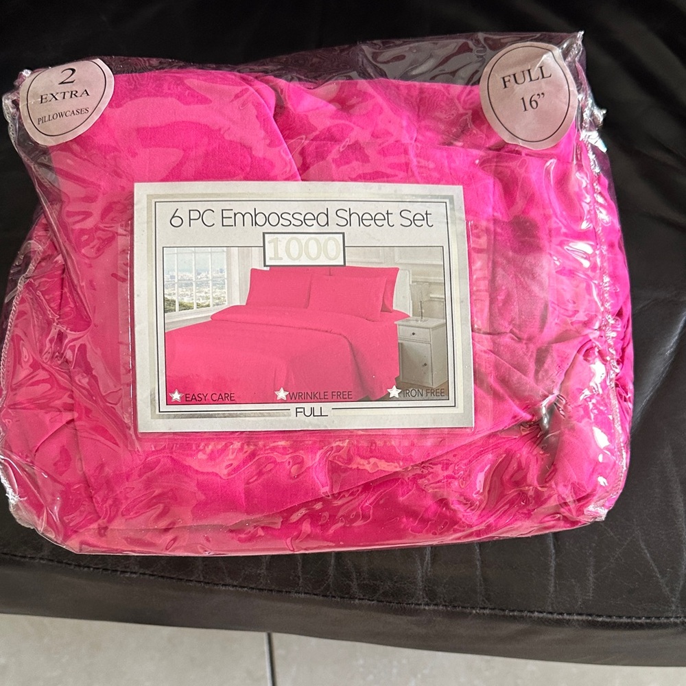Embossed Pink Sheet Set - 6 PC